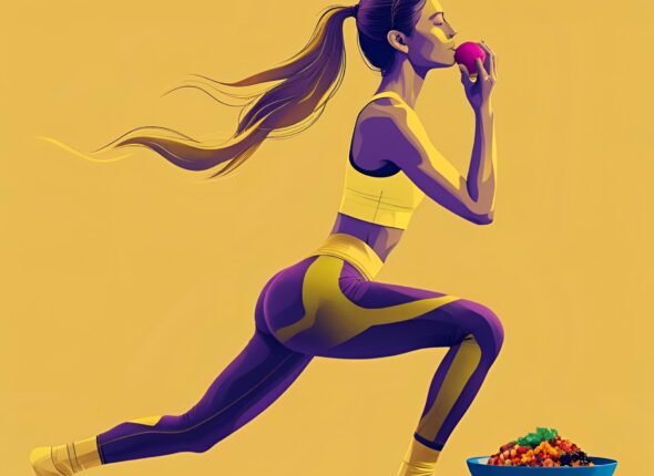 selfdevolpment through the body, not just sitting and maditating, but also in motion, eating healthy food, concious evolution, let it be some inspiring image and yellow-gold tones